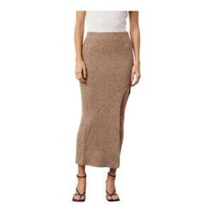 NICHOLAS ($220 retail) Tan Wool Blend Sweater Skirt size large